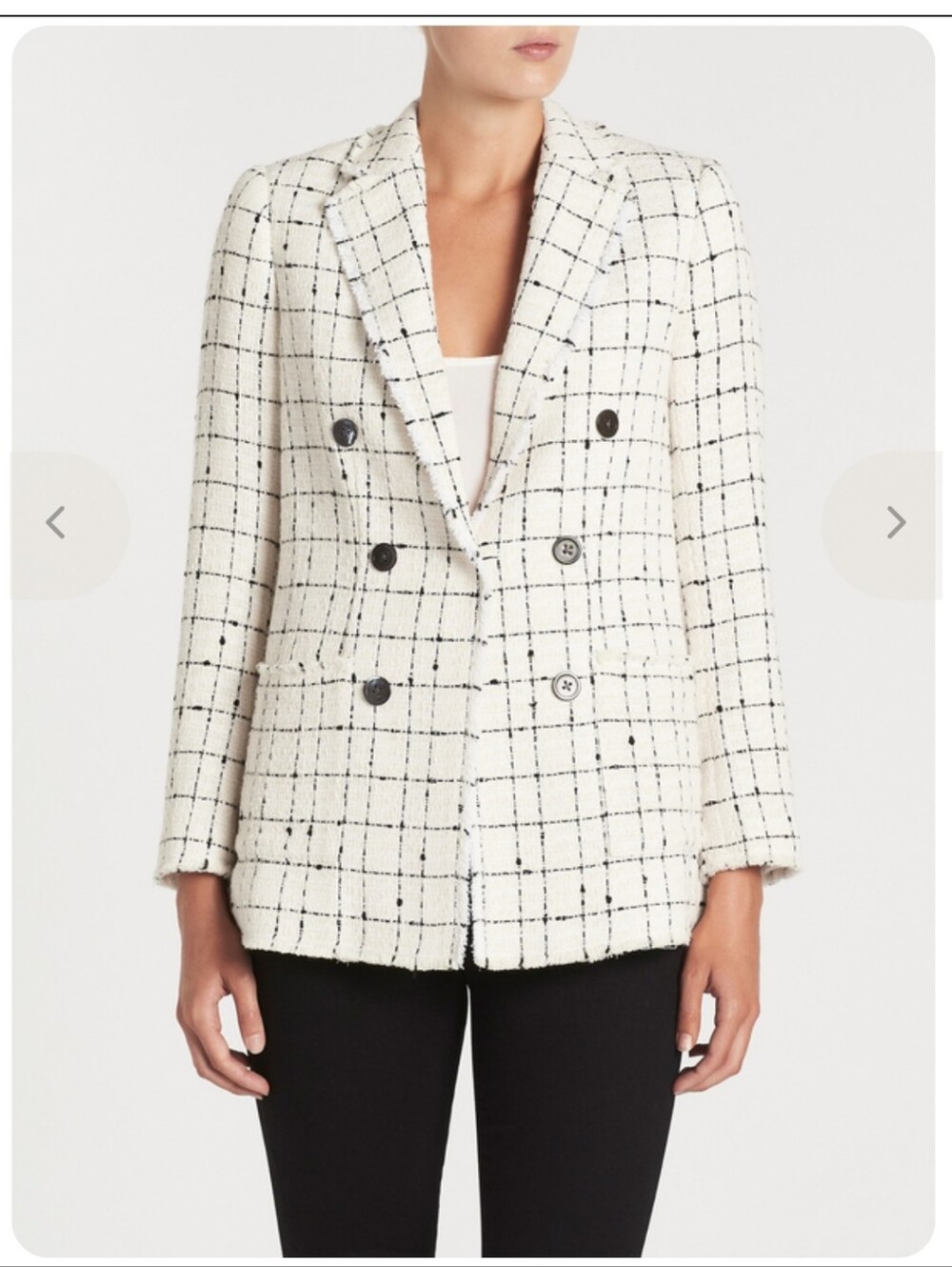$729 Rebecca Taylor Plaid Tweed Blazer Cream Size 6
